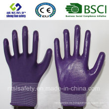 13G poliéster Shell con guantes de trabajo revestidos de nitrilo (SL-N108)